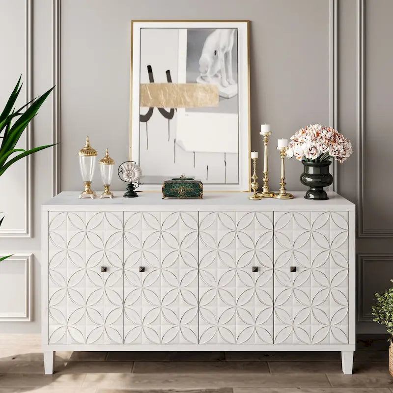 Buffet bahut en bois 4 portes Meuble d'appoint