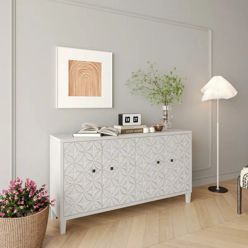 Buffet bahut en bois 4 portes Meuble d'appoint