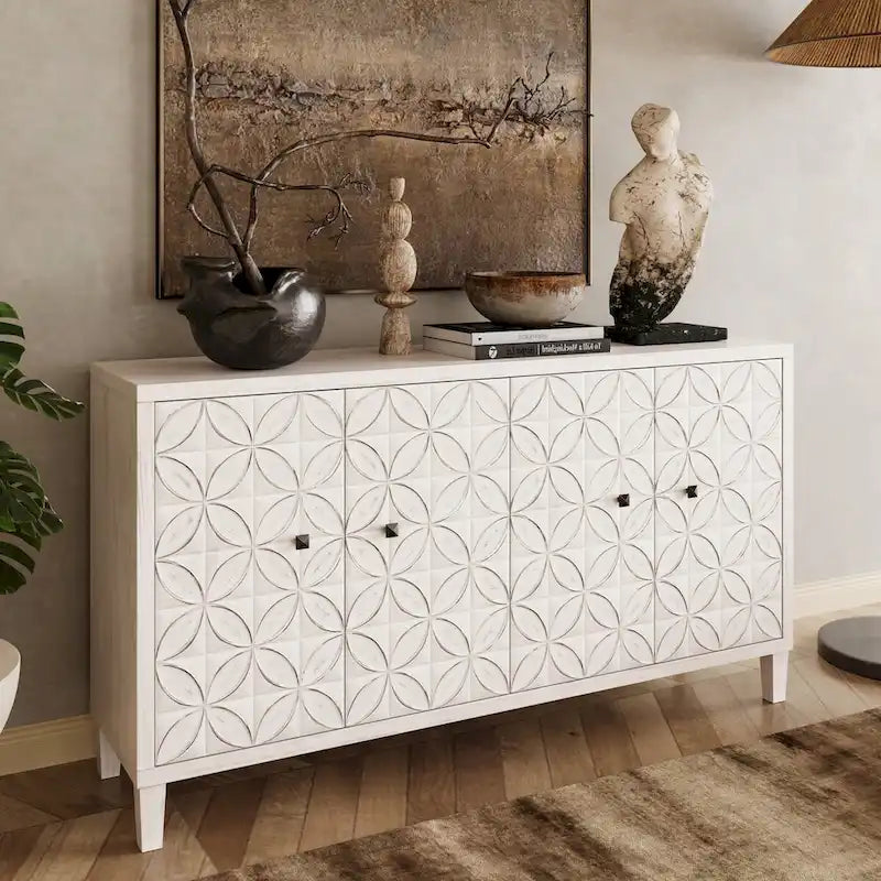 Buffet bahut en bois 4 portes Meuble d'appoint