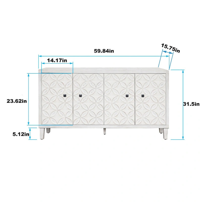 Buffet bahut en bois 4 portes Meuble d'appoint