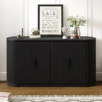 Armoire de rangement à portes rayées verticales avec poignées en métal, étagères réglables
