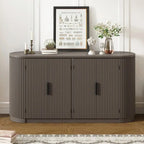 Armoire de rangement à portes rayées verticales avec poignées en métal, étagères réglables