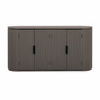 Armoire de rangement à portes rayées verticales avec poignées en métal, étagères réglables