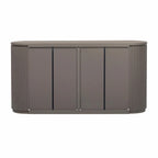 Armoire de rangement à portes rayées verticales avec poignées en métal, étagères réglables