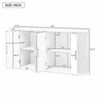 Armoire de rangement à portes rayées verticales avec poignées en métal, étagères réglables