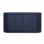 Armoire de rangement à portes rayées verticales avec poignées en métal, étagères réglables
