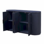 Armoire de rangement à portes rayées verticales avec poignées en métal, étagères réglables