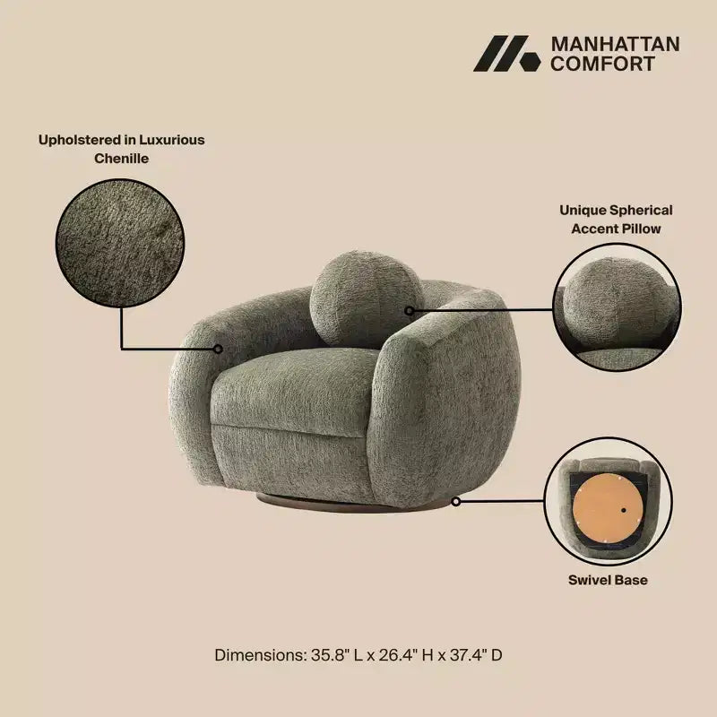 Chaise d'appoint moderne en chenille Tribeca de Manhattan Comfort