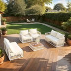 Ensemble de canapé d'angle de patio, ensemble de meubles de conversation de jardin, 7 pièces
