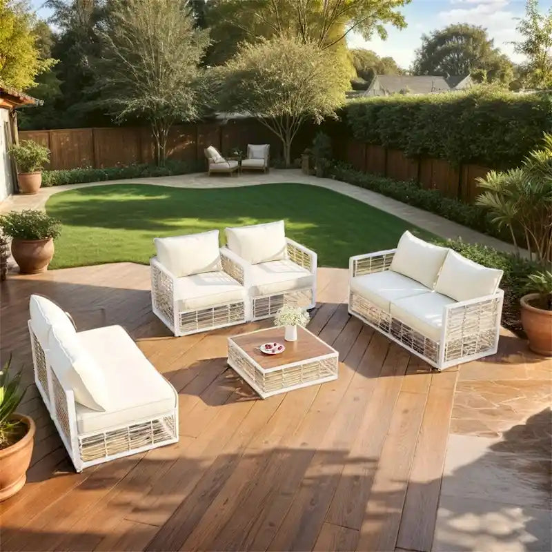 Ensemble de canapé d'angle de patio, ensemble de meubles de conversation de jardin, 7 pièces