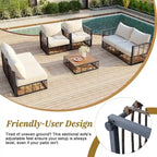 Ensemble de canapé d'angle de patio, ensemble de meubles de conversation de jardin, 7 pièces