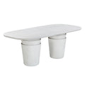 Table de salle à manger ovale 83 en béton Margot gris clair effet faux plâtre pour intérieur/extérieur