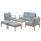 Ensemble de conversation d'extérieur 6 pièces en aluminium, canapé 2 places avec table basse et coussins