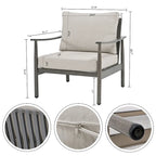 Ensemble de conversation d'extérieur 6 pièces en aluminium, canapé 2 places avec table basse et coussins