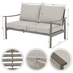 Ensemble de conversation d'extérieur 6 pièces en aluminium, canapé 2 places avec table basse et coussins