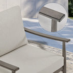 Ensemble de conversation d'extérieur 6 pièces en aluminium, canapé 2 places avec table basse et coussins