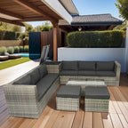 Ensemble de mobilier de jardin 8 pièces en rotin tressé pour l'extérieur