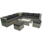 Ensemble de mobilier de jardin 8 pièces en rotin tressé pour l'extérieur