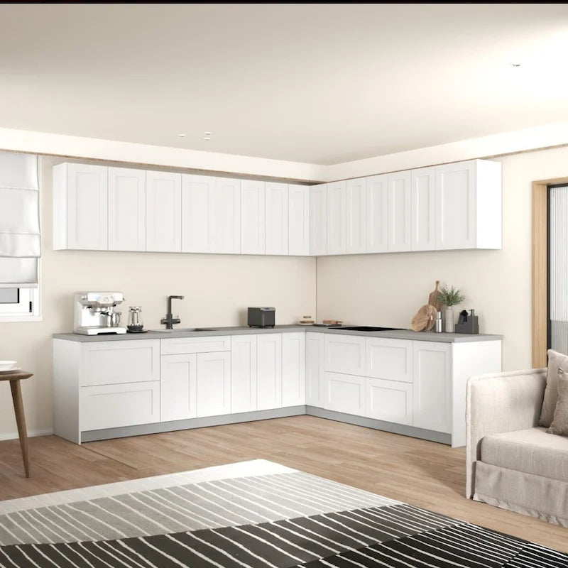 Cuisine Collection Moderne Blanc Brillant Taille du Meuble Bas 10x8,5 Pieds de Large - 102x120