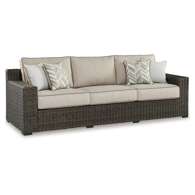 Canapé d'extérieur Coastline Bay marron avec coussin Signature Design by Ashley – 97,38 L x 36 P x 36 H