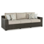 Canapé d'extérieur Coastline Bay marron avec coussin Signature Design by Ashley – 97,38 L x 36 P x 36 H