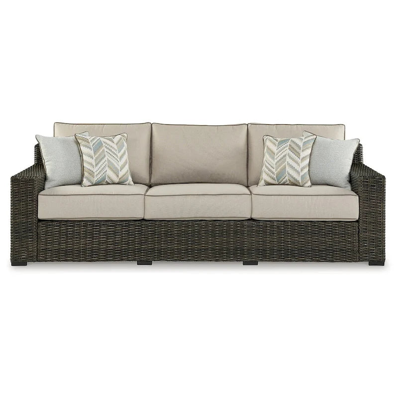 Canapé d'extérieur Coastline Bay marron avec coussin Signature Design by Ashley – 97,38 L x 36 P x 36 H