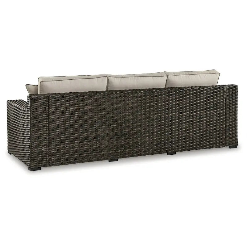 Canapé d'extérieur Coastline Bay marron avec coussin Signature Design by Ashley – 97,38 L x 36 P x 36 H