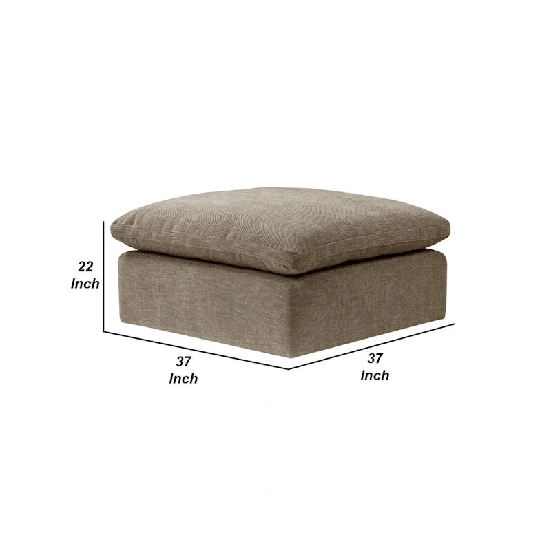 Pouf carré Scott 37 pouces, coussin supérieur amovible, beige