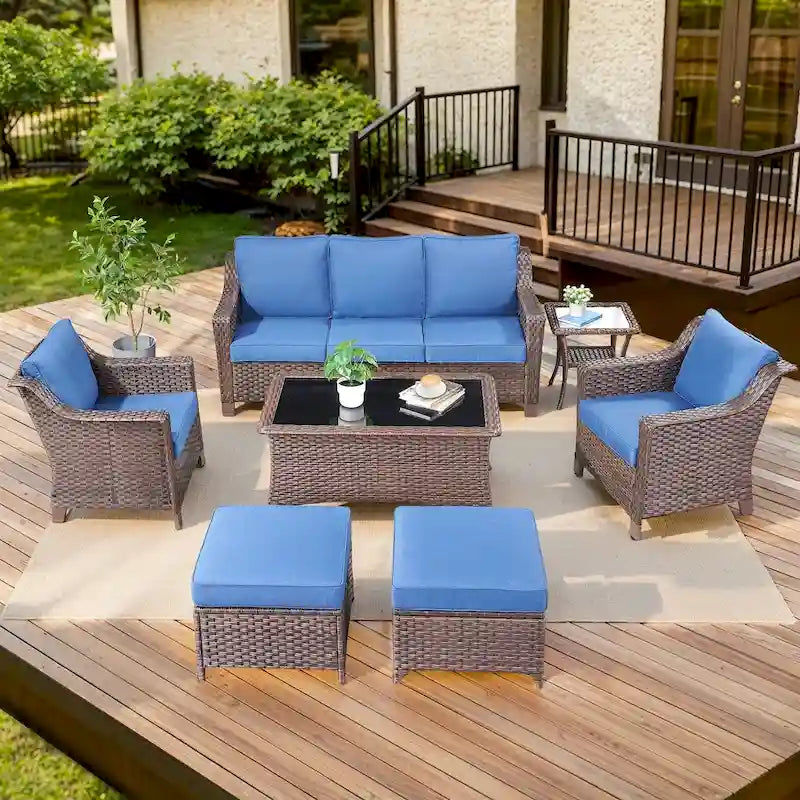 Ensemble de mobilier de patio extérieur pour jardin et véranda - Marron