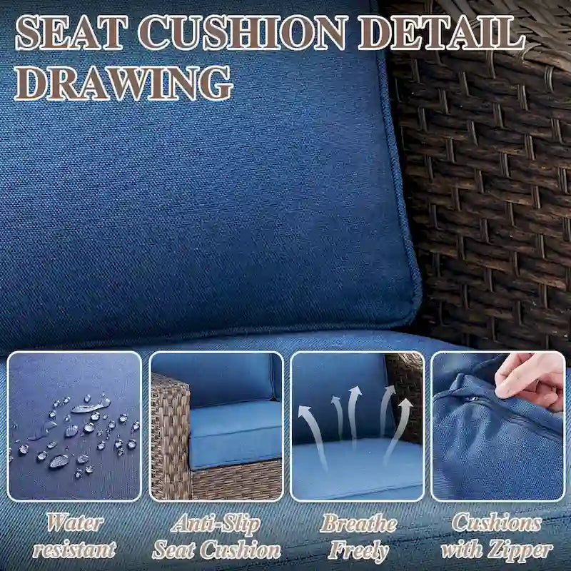 Ensemble de mobilier de patio extérieur pour jardin et véranda - Marron