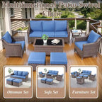 Ensemble de mobilier de patio extérieur pour jardin et véranda - Marron