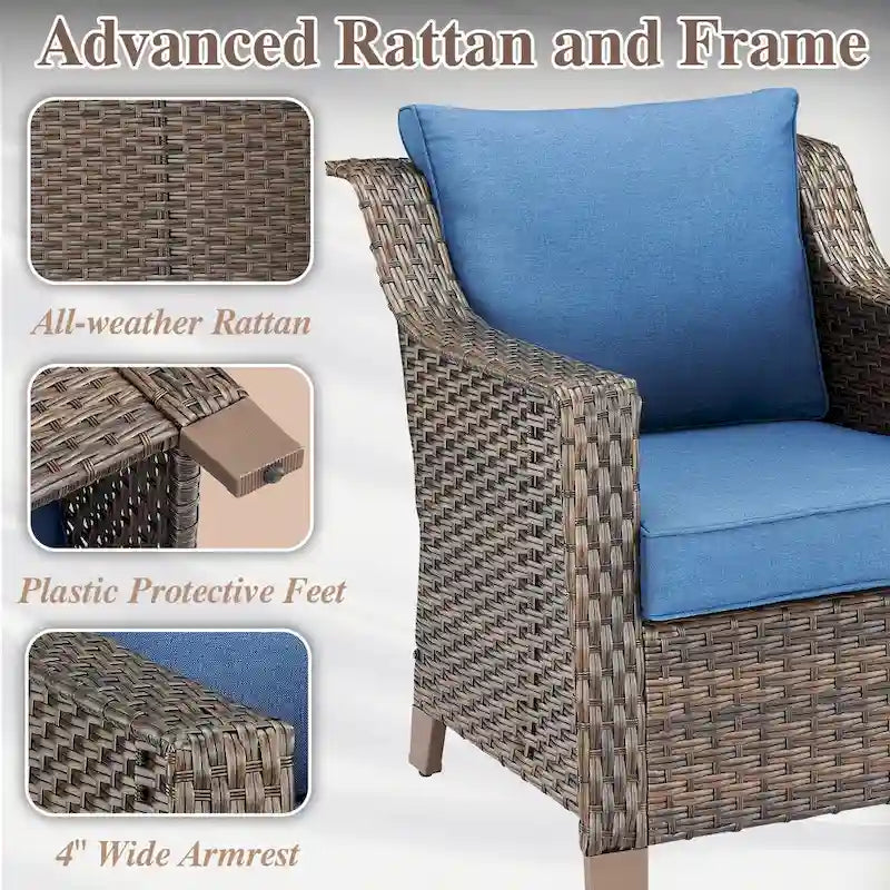 Ensemble de mobilier de patio extérieur pour jardin et véranda - Marron