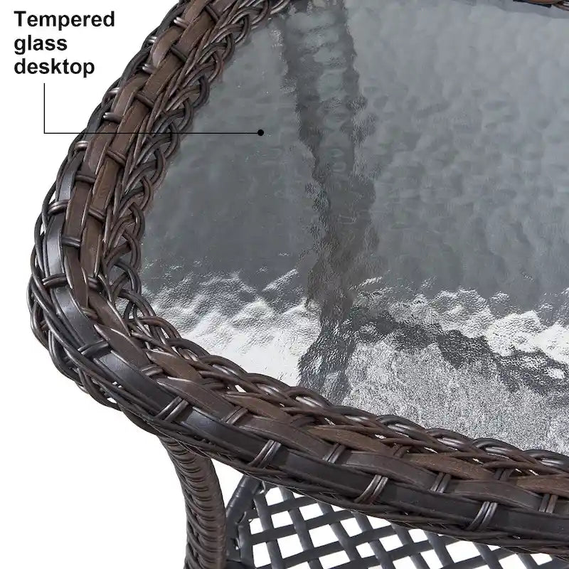 Ensemble de mobilier de patio extérieur pour jardin et véranda - Marron