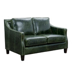 Causeuse en cuir pleine fleur vert vieilli Essex