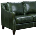 Causeuse en cuir pleine fleur vert vieilli Essex