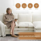 Canapé d'angle en chenille 5 places en forme de L avec chaise longue réversible et fonction couchage pour salon, appartement