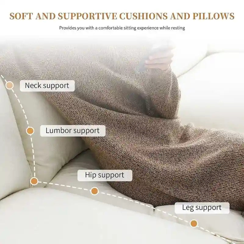 Canapé d'angle en chenille 5 places en forme de L avec chaise longue réversible et fonction couchage pour salon, appartement