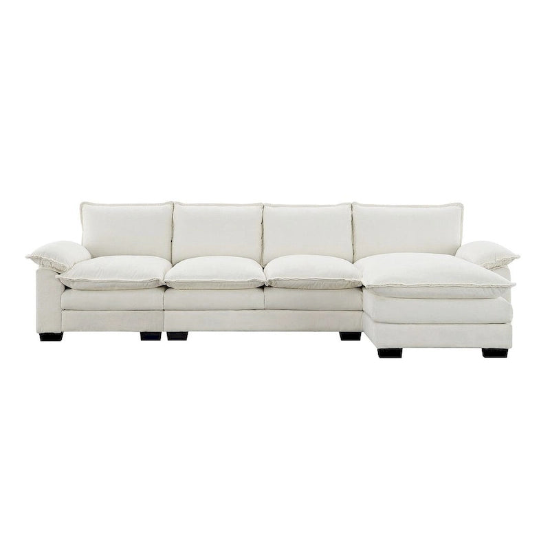 Canapé d'angle en chenille 5 places en forme de L avec chaise longue réversible et fonction couchage pour salon, appartement