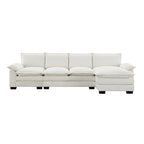 Canapé d'angle en chenille 5 places en forme de L avec chaise longue réversible et fonction couchage pour salon, appartement