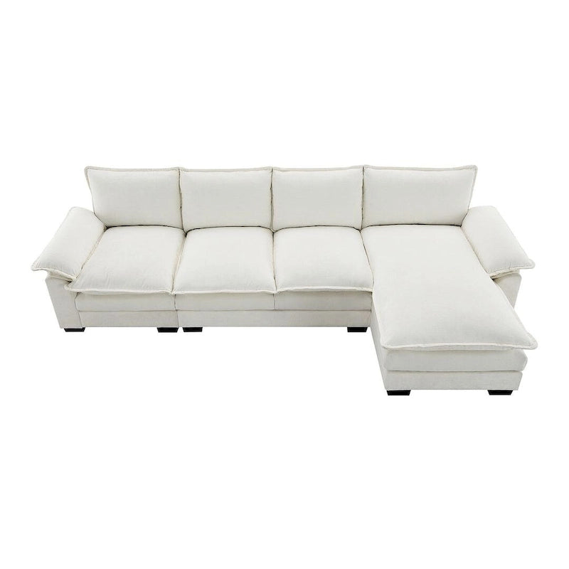 Canapé d'angle en chenille 5 places en forme de L avec chaise longue réversible et fonction couchage pour salon, appartement