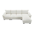 Canapé d'angle en chenille 5 places en forme de L avec chaise longue réversible et fonction couchage pour salon, appartement