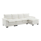 Canapé d'angle en chenille 5 places en forme de L avec chaise longue réversible et fonction couchage pour salon, appartement