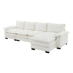 Canapé d'angle en chenille 5 places en forme de L avec chaise longue réversible et fonction couchage pour salon, appartement