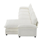 Canapé d'angle en chenille 5 places en forme de L avec chaise longue réversible et fonction couchage pour salon, appartement
