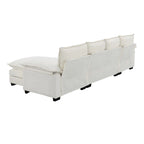 Canapé d'angle en chenille 5 places en forme de L avec chaise longue réversible et fonction couchage pour salon, appartement