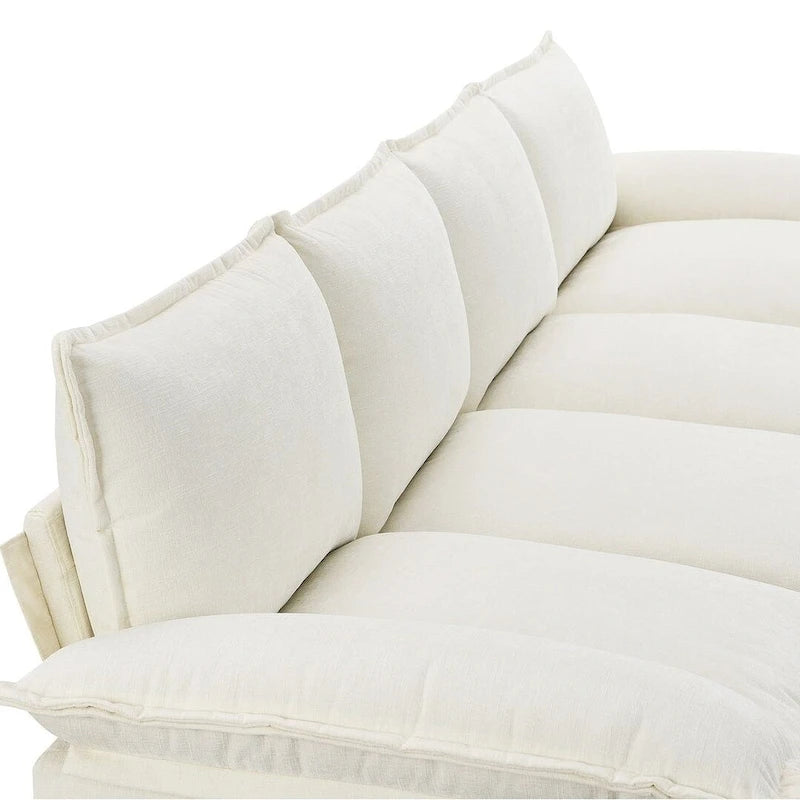 Canapé d'angle en chenille 5 places en forme de L avec chaise longue réversible et fonction couchage pour salon, appartement