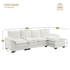 Canapé d'angle en chenille 5 places en forme de L avec chaise longue réversible et fonction couchage pour salon, appartement
