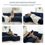 Canapé d'angle en chenille 5 places en forme de L avec chaise longue réversible et fonction couchage pour salon, appartement
