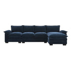 Canapé d'angle en chenille 5 places en forme de L avec chaise longue réversible et fonction couchage pour salon, appartement