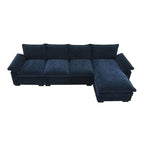 Canapé d'angle en chenille 5 places en forme de L avec chaise longue réversible et fonction couchage pour salon, appartement